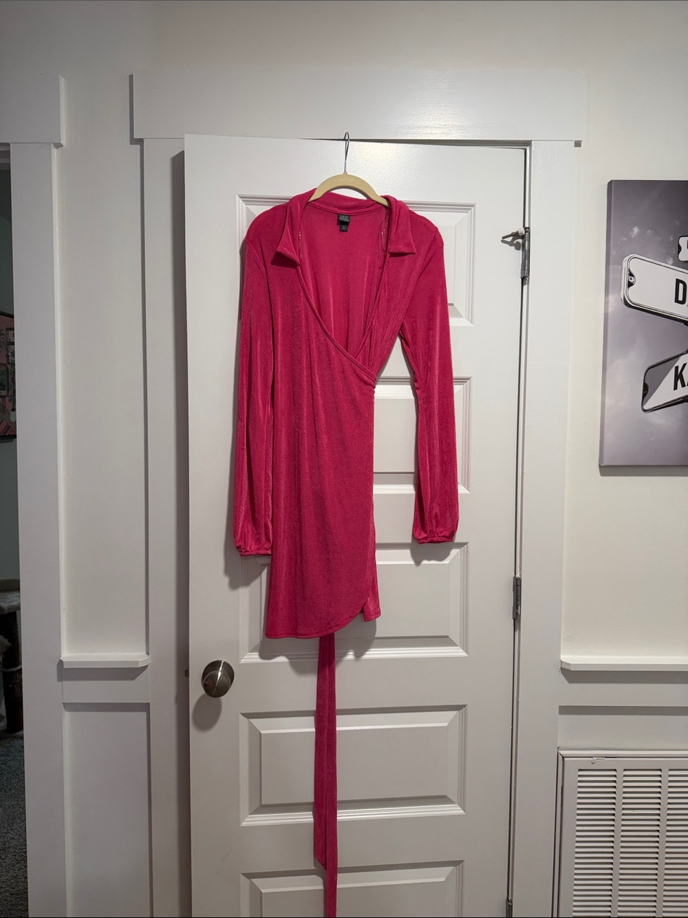 wild fable Hot Pink Wrap Mini Dress with Collar